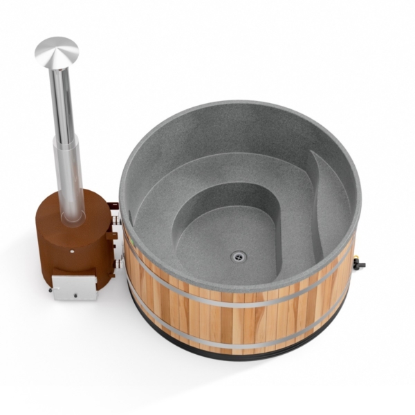 Bain nordique Family L Cèdre Rouge intérieur gris poêle Tube 42 kW Kirami